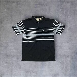 Black White Gray Stripe Polo